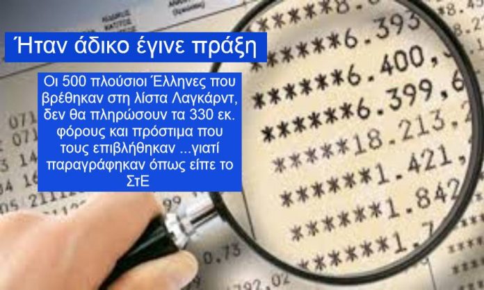 Συμβούλιο Επικρατείας: Οριστική παραγραφή – 330 εκ. φόροι και πρόστιμα σε 500 άτομα – της λίστας Λαγκάρντ Συμβούλιο Επικρατείας: Οριστική παραγραφή – 330 εκ. φόροι και πρόστιμα σε 500 άτομα – της λίστας Λαγκάρντ