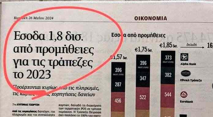 Έσοδα 1,8 δις για τις τράπεζες το 2023 από προμήθειες!!! Έσοδα 1,8 δις για τις τράπεζες το 2023 από προμήθειες!!!