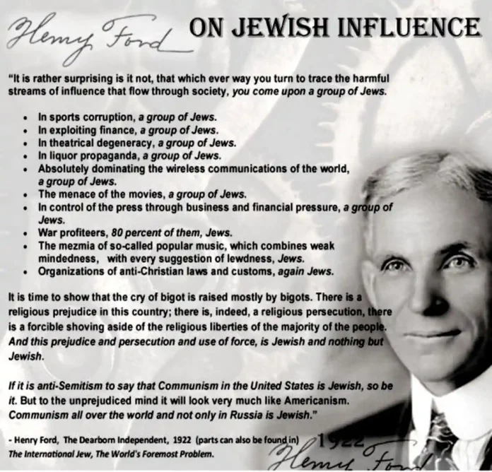 Ο Χένρι Φορντ ένιωθε ότι η Εβραϊκή Υπεροχή ήταν τόσο κίνδυνος για την ανθρωπότητα, που διακινδύνευσε τη φήμη του για να εκδώσει ένα βιβλίο για να μας προειδοποιήσει για τον «Διεθνή Εβραίο». Σήμερα τους αποκαλούμε «ΠΑΓΚΟΣΜΙΟΠΙΣΤΕΣ». Ιδού η περίληψη…
