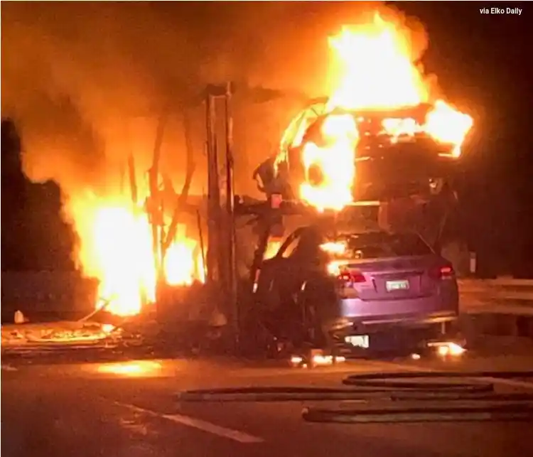 Trailer Full Of Teslas Bursts Into Flames In Nevada And Nobody Knows Why