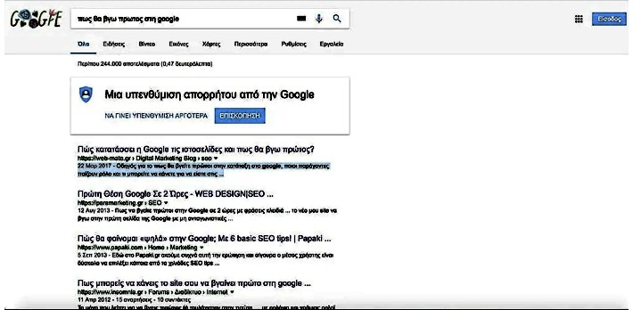 Παραδειγμα άρθρου που βγαίνει πρώτο στο google, Τα έκανα όλα αυτά γιατί δεν βγαίνω πρώτος στις μηχανές αναζήτησης?