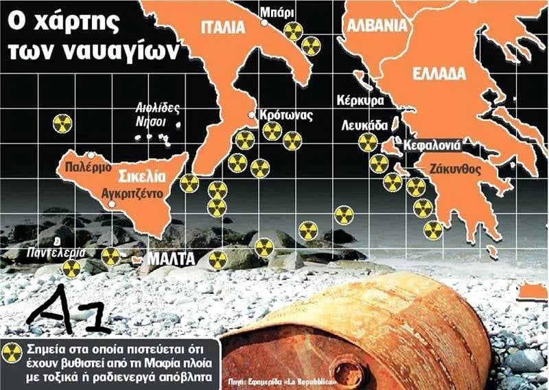 Ρίψη ραδιενεργών και τοξικών αποβλήτων στον Ελλαδικό θαλάσσιο χώρο. Δηλητήρια σε όλον τον πλανητη