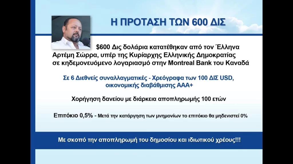 ΠΡΟΤΑΣΗ ΧΡΗΜΑΤΟΔΟΤΗΣΗΣ 600 ΔΙΣ USD