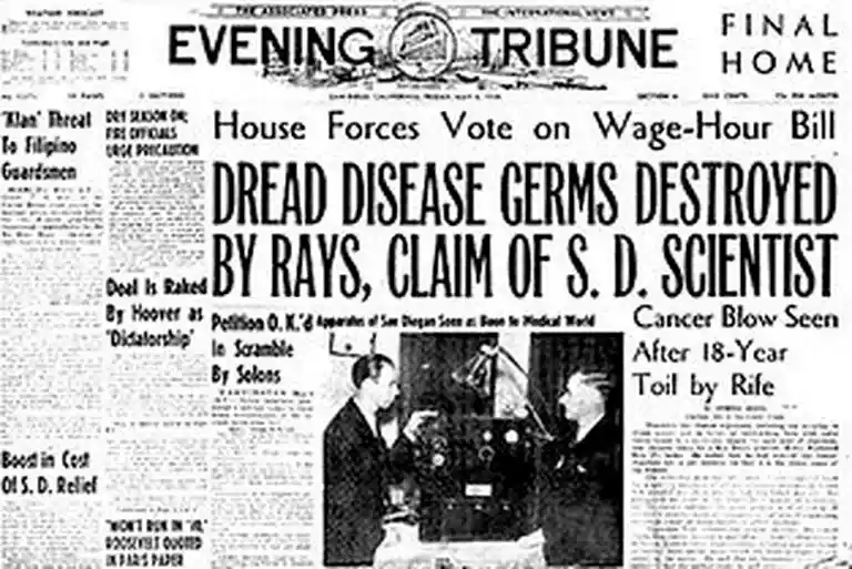 Στις 6 Μαΐου 1938, ο Δρ. Ράιφ, ο Φίλιπ Χόιλαντ και η μηχανή ακτίνων τους ήταν μια πρωτοσέλιδη ιστορία στο San Diego Evening Tribune. 